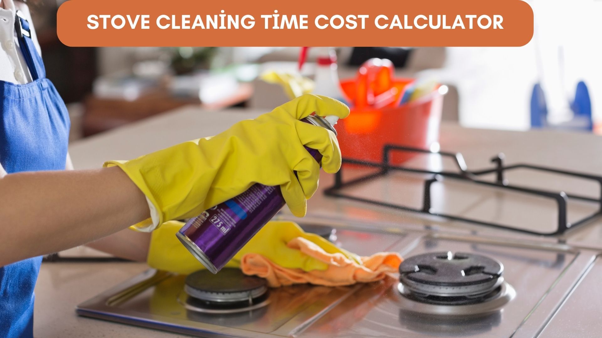 Person applying cleaning solution on a stove