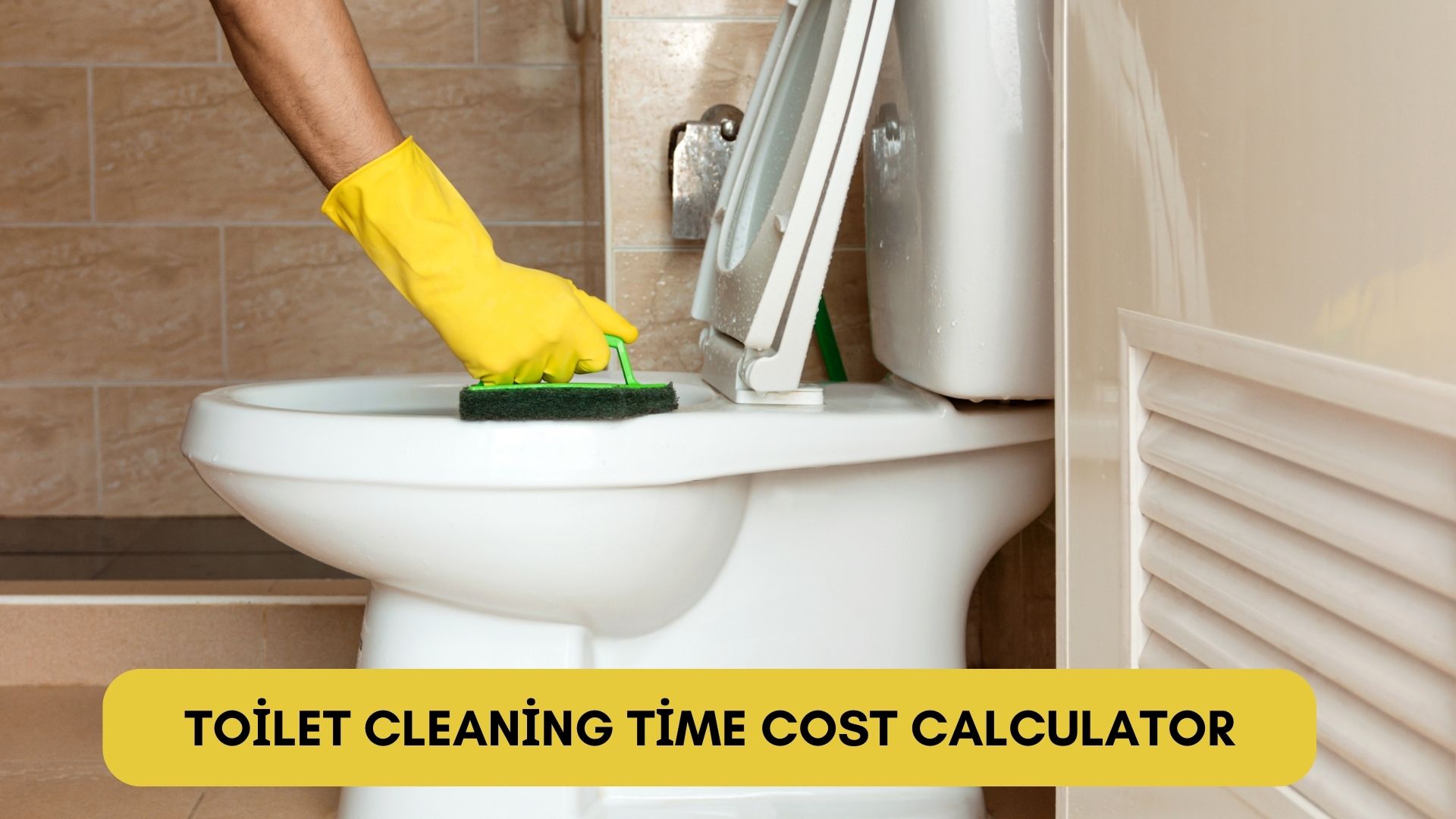 Person cleaning a toilet with gloves and cleaning solution